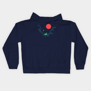 Cloudy Night With Red Moon Kids Hoodie